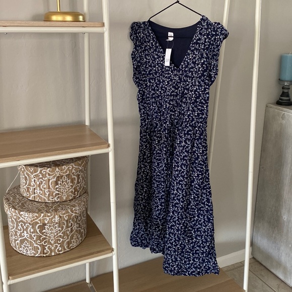 V-Neck Flutter Tank Floral GAP Dress - Picture 1 of 4